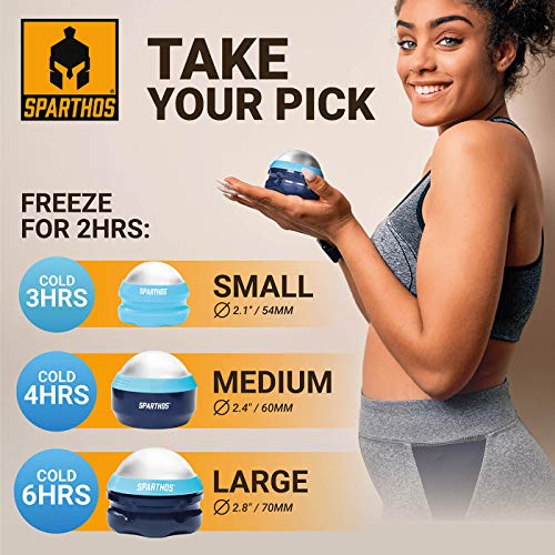 Sparthos Cold Massage Roller Ball - Fitness Cryosphere Massager - Cryo Cryocup Ice Massage Cups - for Muscle, Face, Body Muscles - Manual Polar Icing Cooling Balls - Freeze Tools (Blue, 70mm) - color: Denim Blue, style: 70mm (Pack of 1)