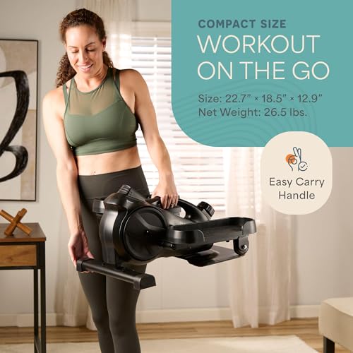 Lifepro Portable Under Desk Elliptical Exercise Machine - Manual Pedal Exerciser for Home Workouts, Muscle Toning, Energy Boost - Mini Foot & Leg Exerciser with Fitness App - color: Black