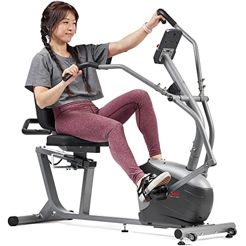 Sunny Health & Fitness Smart Recumbent Bike, Full-Body Home Training with Arm/Leg Exercisers, Indoor Cycling Workout Machine Plus Adjustable Seat & Bulit-in Pulse Sensors, Free SunnyFit App Connection - style: Cross Trainer