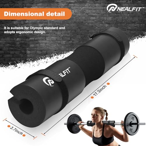 NEALFIT Barbell Pad Squat Pad for Squats—Squat Bar Pad—Great for Weightlifting,Lunges and Hip Thrusts—Foam Sponge Pad—Fit Standard and Olympic Bars Perfectly - color: Black