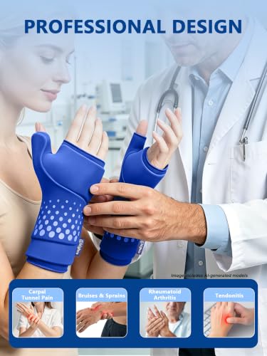 Wrist &Thumb Ice Pack Wrap -Cold&Hot Therapy Thickened Ice Gel- Hand Ice Pack & Ice Glove for Arthritis,Carpal Tunnel Relief, Tendonitis,Injuries & Recovery-Fits Men and Women (Blue, 2 Pack S/M) - color: 2 Pack-blue, size: S/M