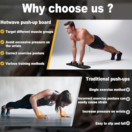 HOTWAVE Push Up Board, Portable Pushup Board for Men, Foldable Push Up Bar | Multifunctional Pushup Handles for Floor, Strength Training Equipment for Home Gym, Suitable for Beginners and Teenagers - color: Black-Black