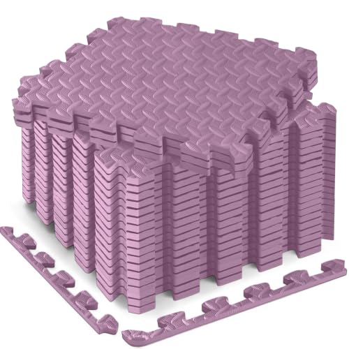 18pcs Puzzle Exercise Mat, 12.6"x12.6"x0.4", 18sqft EVA Interlocking Foam Floor Tiles, Protective, Water-Resistant Flooring for Home Gym & Workout Equipment - color: Pink