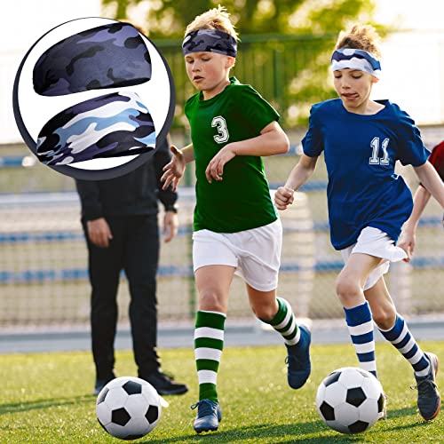 Deekin 6 Pcs Sweatbands for Kids Soccer Headbands Boys for Sports Breathable Sweat Wicking Headband for Kids Athletic Baseball Football Youth 5-15 Years Old - color: Camouflage Color