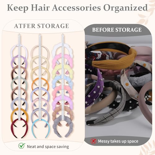 3 PCS Headband Holder Organizer for Girl,Hanging Hairband Storage for Women,Glittering Silver Hair Hoop Display Hair Accessories Organizer Bedroom College Dorm Decor(Glittering Silver) - color: Glittering Silver-3pcs