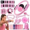 19 PCS Pilates Kit for Home Workouts - Pilates Equipment Set, 14.5" Pilates Accessories with Adjustable Wrist Weights, Pilates Ring and Ball, 5 Resistance Bands, Core Sliders, Socks