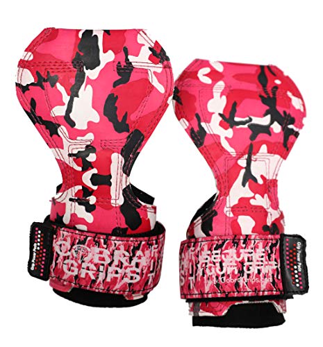 Cobra Grips Weight Lifting Gloves with Adjustable Neoprene Padded Wrist Wraps - Heavy Duty Alternative to Power Lifting Hooks for Deadlifts - color: FIT PINK CAMO Rubber, size: 4.25 - 7.0"