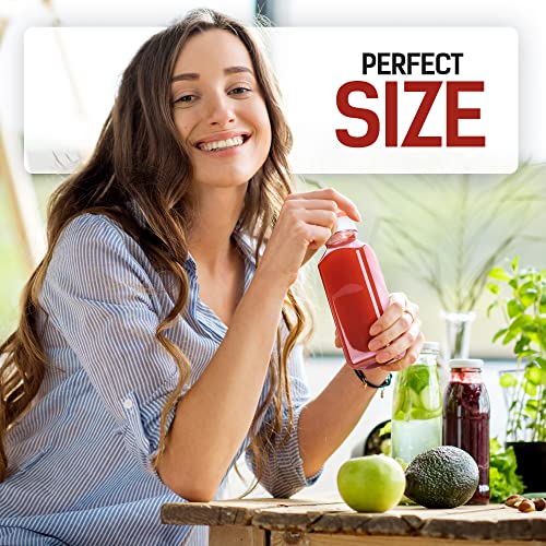 Norcalway Plastic Juice Bottles with Caps, Reusable Juicing Bottles, Clear Drink Containers with Lids for Juicing, Smoothie and Other Beverages - 12oz 6pcs - size: 12 OZ / 6 PACK