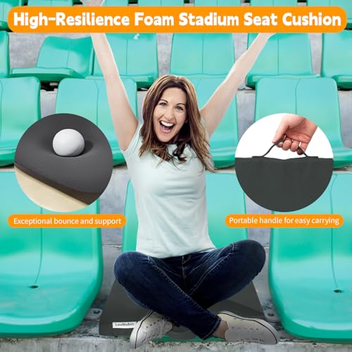 2 PCS Stadium Seat Cushions,Portable Waterproof Bleacher Pads with Handle,2.2" Foam Stadium Pads with 900D Oxford & Water-Repellent Lining for Indoor Outdoor Events - color: Dark Grey, size: 2.2''