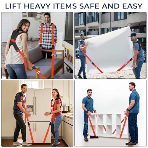 Ytonet Furniture Moving Straps for Lifting with Back Support, Round Sling | 2-Person Lifting and Moving System, Appliance Shoulder Lifting Straps for Sofa, Mattress, Refrigerator, 135 inches Long - size: With Back Support-Extended