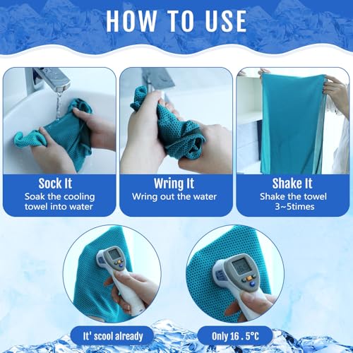 Hosuly 30 Pack Cooling Towels, 40"x12" Ice Breathable Soft Chilly Sweat Rag Microfiber Workout Rags for Gym Cooling Towels for Neck and Face for Yoga Golf Sport Running - color: Aqua Blue
