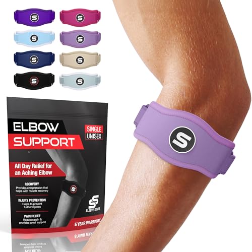 Sleeve Stars Tennis Elbow Brace for Men & Women, Elbow Brace for Tendonitis, Tennis Elbow Strap, Golfers Elbow Brace, Elbow Support Wrap for Tennis Elbow Relief, Fits 9"-23" (Single/Light Purple) - color: Light Purple