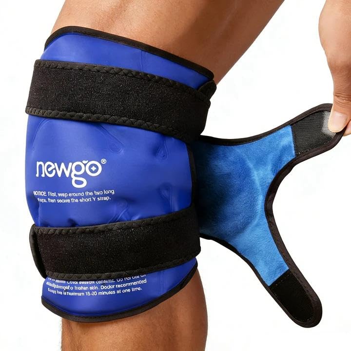 NEWGO Ice Pack for Knee Injuries Reusable, 360° Full Wrap, XL, Blue | Y-shaped Strap Stays Put, Reusable for Knee Replacement, ACL, Arthritis, Swelling, and Sports Injuries, 21.7" x 9.8" - color: XL Blue 1-pack