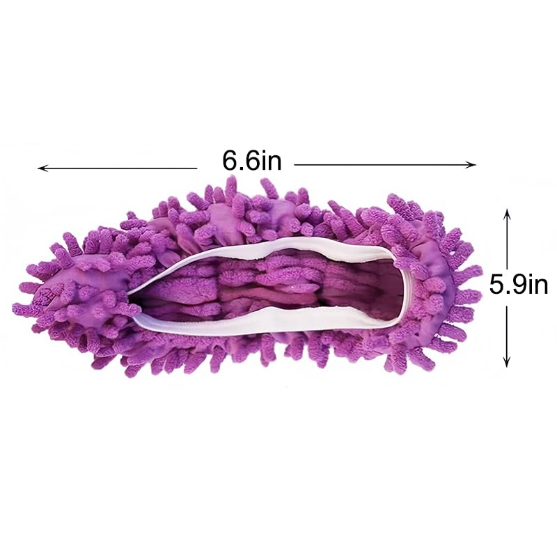 Mop Slippers Reusable Microfiber Cleaning Slippers for Floors, Multi-Function Washable Mop Slippers for Home, Kitchen & Bathroom, Purple(1 Pair)