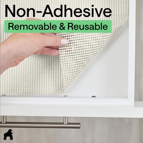 GORILLA GRIP powerGRIP Drawer Shelf and Cabinet Liner, Thick Strong Hold, Non-Adhesive Liners Protect Kitchen Cabinets and Cupboard, Bathroom Drawers, Easy Install, Breathable Mat, 12" x10' Snow White - color: Snow White, size: 12" X 10', style: 12" x 10'