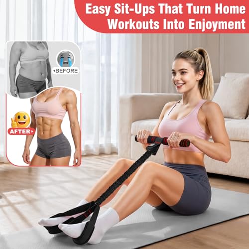 Upgraded Pedal Resistance Band with Handles, Multifunction Foot Pedal Resistance Bands for Abdomen,Waist,Arm, Core/ABS,Leg Workout at Home - Physical Therapy,Stretching,Strength Equipment - color: Black
