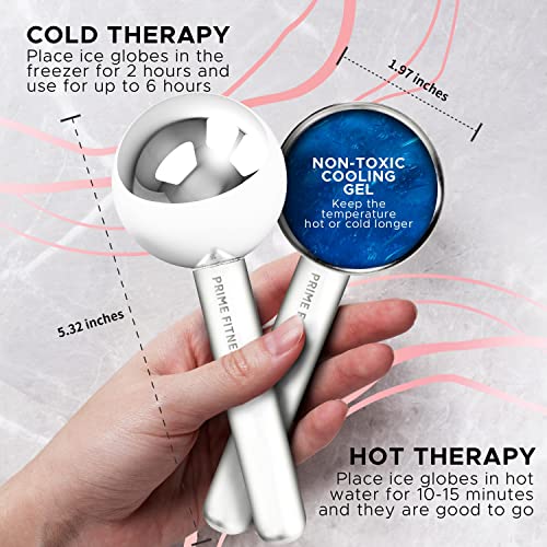 Ice Globes for Facials | Unbreakable Steel Cooling Roller | Cryo Sticks for Face | Massager for Face Neck & Eyes | Skin Care for Dark Circles, Puffiness, Wrinkles, Collagen Production (Gold) - color: Gold