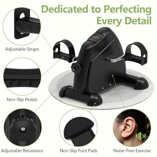 FITKS360 Under Desk Elliptical & Mini Exercise Bike - Seated Electric Leg Exerciser Under Table Oval Electric - Seniors Sit Exerciser Fully Assembled Pedal