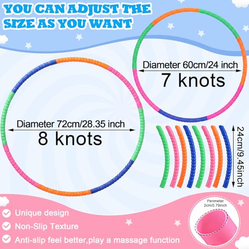 Vinsot Detachable Plastic Hoops for Kids, Adjustable Exercise Hoops Equipment for Sports, Dance, Outdoor Games, Parties and Pet Training - color: Tropical Bright Mix