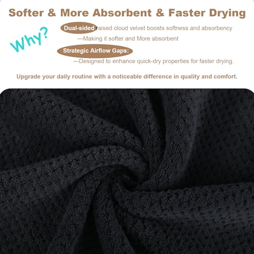 4 Pack Bath Towel Set, Waffle Bath Towel Set, Microfiber Super Soft Highly Absorbent, Sturdy Quick Drying Towels for Bathroom, Gym, Sports, Yoga (4 Piece 27" x 55", 4Purple) - color: 4black, size: 27 x 55 Inch