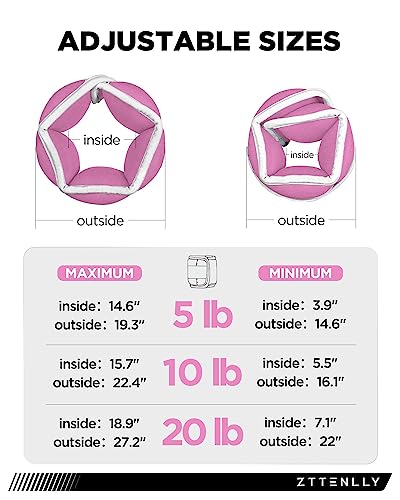 Adjustable Ankle Weights for Women Men and Kids | 1 Pair 5 10 15 18 20 Lbs Leg Wrist Ankle Weight Straps for Yoga, Walking, Running, Aerobics, Gym, Dance, Pilates, Cardio - color: Pink, size: 10lb(5*2)