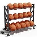 Basketball Racks for Balls, Heavy Duty Ball Cart with Wheels, Basketball Storage 3-Tier 20-Ball Heavy Duty Ball Cart for Gym Garage,Drop Pin for Shooters Preference