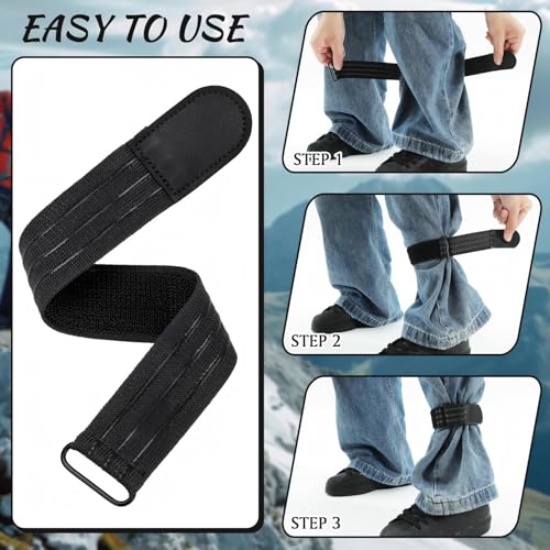 Elastic Ankle Straps Cycling Pant Leg Straps Adjustable Safety Band Boot Blousers for Climbing Fishing Outdoor Sport - color: Black