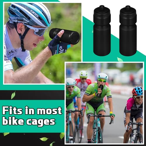 Sunnyray 10 Pcs Squeeze Sports Water Bottle 23 oz Reusable Blank Plastic Sports Water Bottle with Pull Top Cap for Adults Fitness Bike, Dishwasher Safe(Black) - color: Black