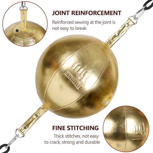 InnoLife Double End Punching Ball Striking Punching Bag Kit, Speed Striking Reflex Kit with Bungee Cords Perfect for Reaction, Agility, and Hand Eye Coordination Training - color: Gold