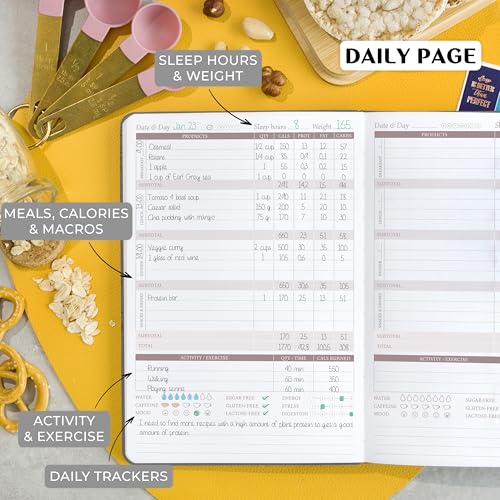 Legend Wellness Planner & Food Journal – Daily Diet & Health Journal with Weight Loss, Measurement & Exercise Trackers – Lifestyle & Nutrition Diary – Lasts 6 Months, A5 size – Mystic Gray - color: Mystic Gray Gold Foil, size: A5 (5.8” x 8.3”)