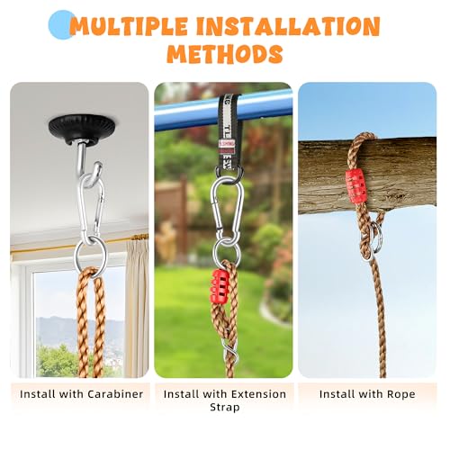 Trapeze Swing Bar for Kids, Wooden Swing Set Hanging Bar with Plastic Gym Rings, 2 Buckle Straps for Ninja Warrior Obstacle Course Trapeze Bar for Swing Set, Indoor & Outdoor Trapeze (Red) - color: Red
