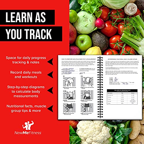 NewMe Fitness Journal for Women & Men, Food & Workout Journal, Planner Log Book to Track Weight Loss, Muscle Gain, Home Gym Exercise, Bodybuilding Progress, Daily Nutrition & Personal Health Tracker - style: Fitness + Nutrition