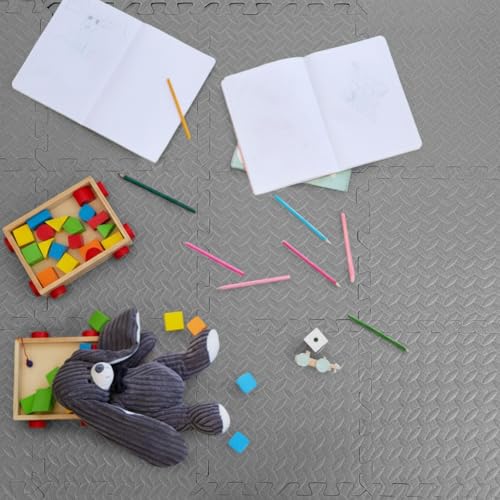 Arrowbash 12x12x1 Inch EVA Thick Interlocking Foam Floor Tiles Puzzle Exercise Mat Foam Mats for Home Gym Pets(Grey,12) - color: Grey, size: 12