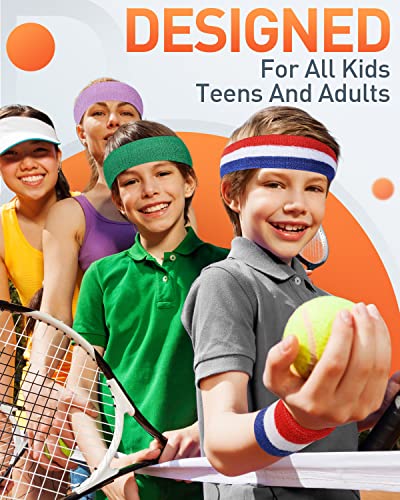Tanluhu Sweatbands Sport Headbands for Men & Women,Terry Cloth Sweat Band for Tennis, Running, Basketball, Working Out, Exercise- Athletic Sweat Cotton Headband Outdoor - color: RedWhiteBlue