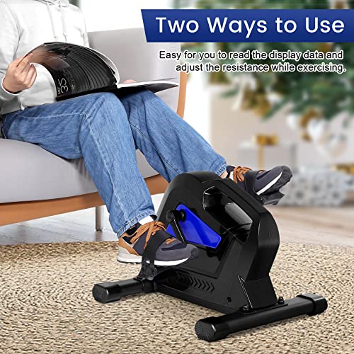 Under Desk Bike Pedal Exerciser, Himaly Mini Exercise Bike with Magnetic Resistance, Portable Peddler Foot Cycle for Arm & Leg with LCD Screen Display