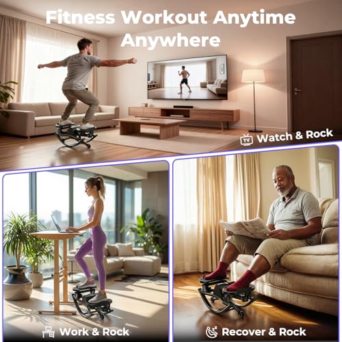 Rock Stepper, Side to Side Stepper for Exercise at Home, Low-Impact 3D Rocking Stepper Machine with Resistance Bands & Non-Slip Mat, Side Stepper for Full Body Workout, 250 LBS Capacity - color: BLACK