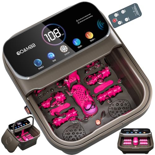 OOAMBB Collapsible Foot Spa with Heat, Bubble,Temp Control,Remote Control, Color Touch Screen Foot Bath Massager with 6 Massage Rollers,Foot Soaking Tub,Pedicure Foot spa for Stress Relief (Deep Grey) - color: Deep Grey