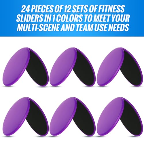 Wettarn 24 Pcs Core Sliders for Working Out Abdominal Exercise Gliding Discs Dual Sided Workout Disc Fitness Sliders Exercise Gear for Gym Floors Training Abdominal Core Strength - color: Purple