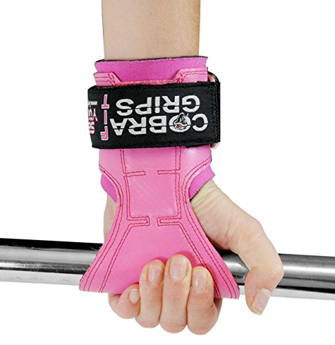 Cobra Grips Weight Lifting Gloves with Adjustable Neoprene Padded Wrist Wraps - Heavy Duty Alternative to Power Lifting Hooks for Deadlifts - color: FIT Pink Rubber, size: 4.25 - 7.0"
