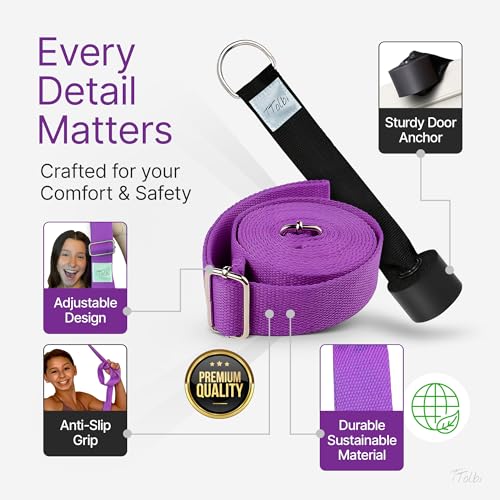 Leg Stretcher Strap with Door Anchor and Resistance Band, Splits Trainer | Home Flexibility Trainer for Splits, Ballet, Dance, Cheer, Yoga, Gymnastics, Pole and Taekwondo, Kids to Adults, All Levels - color: Royal Purple