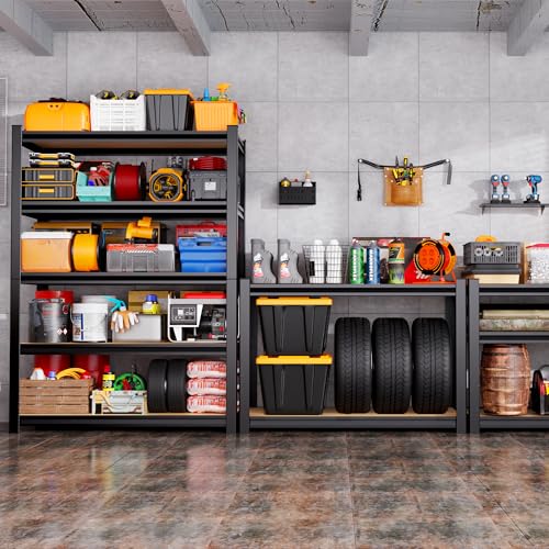 Garage Shelving-2050 lbs 5 Tier Storage Shelves,Adjustable Heavy Duty Metal Shelving Unit and Storage Large Rack,Utility Steel Shelf for Warehouse Industrial Pantry Basement -78"x45"x20",Black - size: MDF/46"Wx20"Dx78"H