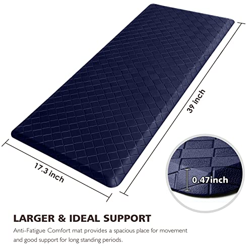 HappyTrends Kitchen Runner Rugs Anti-Fatigue mats,17.3"x 39",Non Slip Waterproof Ergonomic Comfort Mat for Kitchen, Floor Home, Office, Sink, Laundry,Blue - color: Blue, size: 39"L x 17.3"W x 0.5"Th