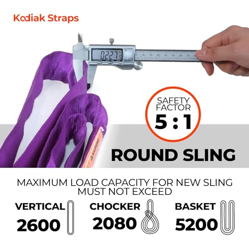 Endless Round Sling Lifting Strap- 8 Feet x 2600 lbs Vertical Capacity - Polyester Lifting Sling Strap, Heavy Duty for Rigging Moving Towing Hoisting- (1Pack)- Kodiak Straps - color: PURPLE, size: 2600LBS x 8FT