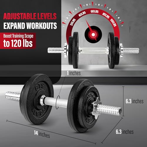 Yes4All Old School Adjustable Dumbbell Set with Weight Plates, Star Lock Collars/Connector, 40lbs to 200lbs Adjustable Weight Plates Set - color: A. 40LB or 20LB Pair - Black