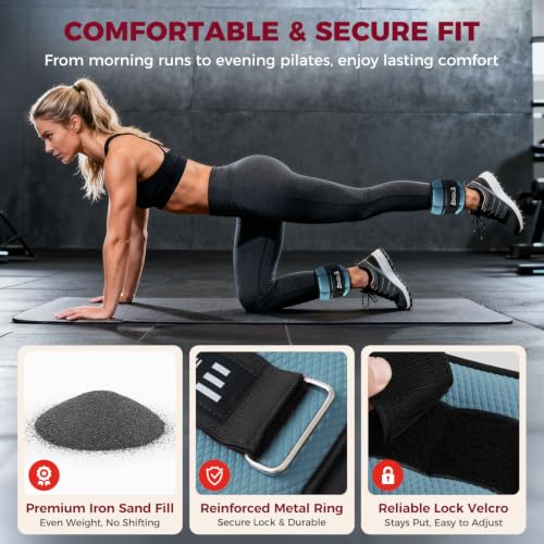 BAGAIL Ankle Wrist Weights for Women & Men, Set of 2 (Available in 0.5/1/2/3/4/5 lb Each), Wearable Leg Arm Weights with Sleek Design & Secure Fit for Walking, Running, Pilates, Home Fitness - color: Blue, size: 10 Lb Pair (1-5 Lb Each Adjustable)