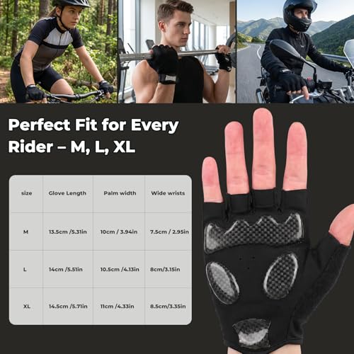 Aegend Half-Finger Cycling Gloves, Anti-Slip Shock-Absorbing Padded Palm, Breathable Mesh for Biking, Fitness and Outdoor Activities (Black) - size: Medium