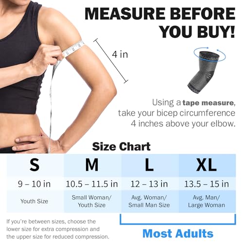 POWERLIX 2Pack Arm Orthopedic Brace Compression Support (Pair) - Elbow Sleeve for Arthritis, Golf Elbow,Golfers Elbow,Pain Relief,Tendonitis,Tennis (Black, M)