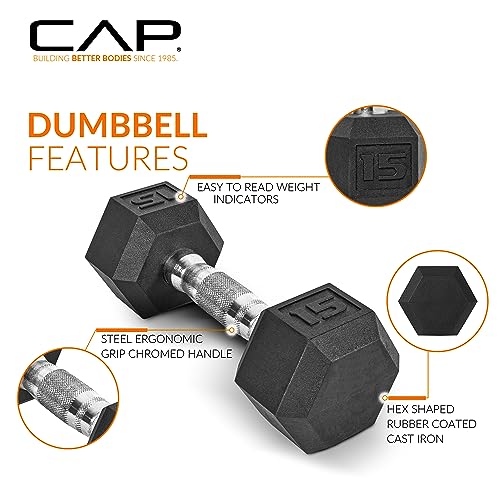 CAP Barbell 150 LB Coated Hex Dumbbell Weight Set with Vertical Rack | Multiple Options - color: Red Rack, style: Chrome Handles