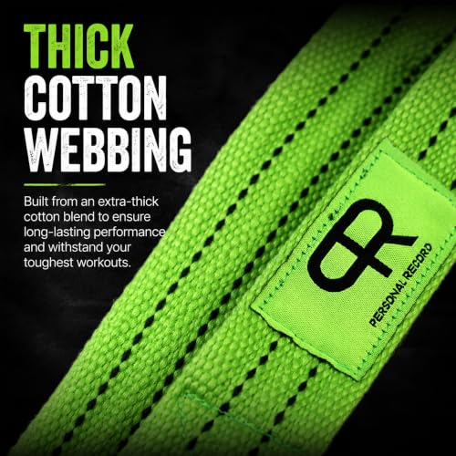 PR Lifting Straps for Weightlifting – Heavy Duty Deadlift Straps with Extra Thick Material for Grip & Wrist Support – Gym Wrist Straps for Powerlifting, Bodybuilding, Strength Training Personal Record - color: Neon