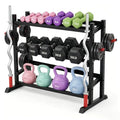 3-Tiers Dumbbell Rack, 1300LB Capacity Adjustable Weight Rack for Home Gym, H-Frame & Trapezoidal-Frame Weight Stand for Dumbells, Kettlebells, Barbells, Weight Plates - size: 48.39 x 18.7 x 36.54 Inch